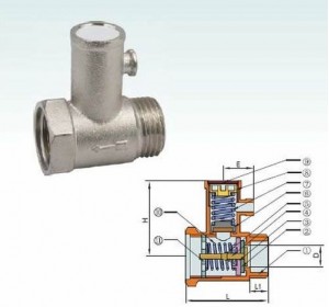 Клапан предохранителный 1/2" 8 бар. (0.8 МПа) без ручки.